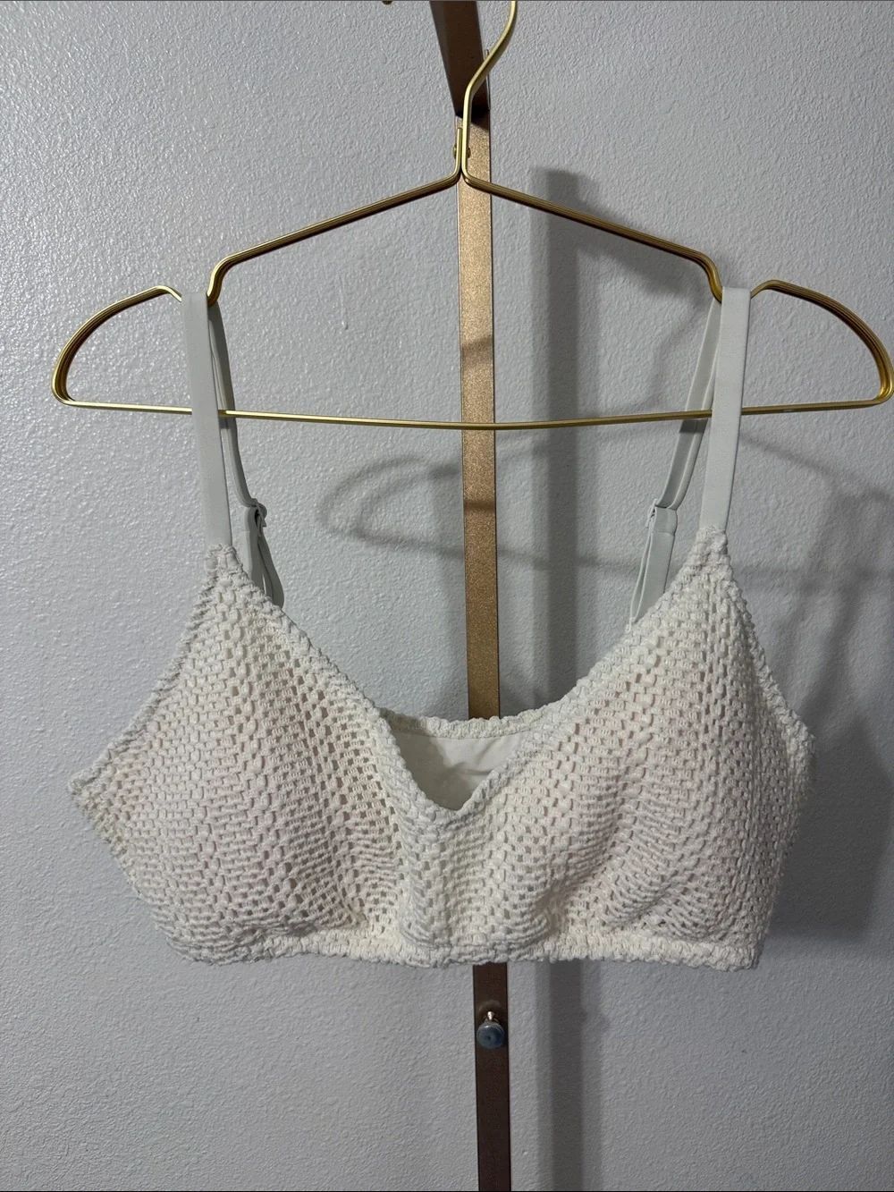 AERIE- Cream Crochet Scoop bikini top- Size XXL- NWOT